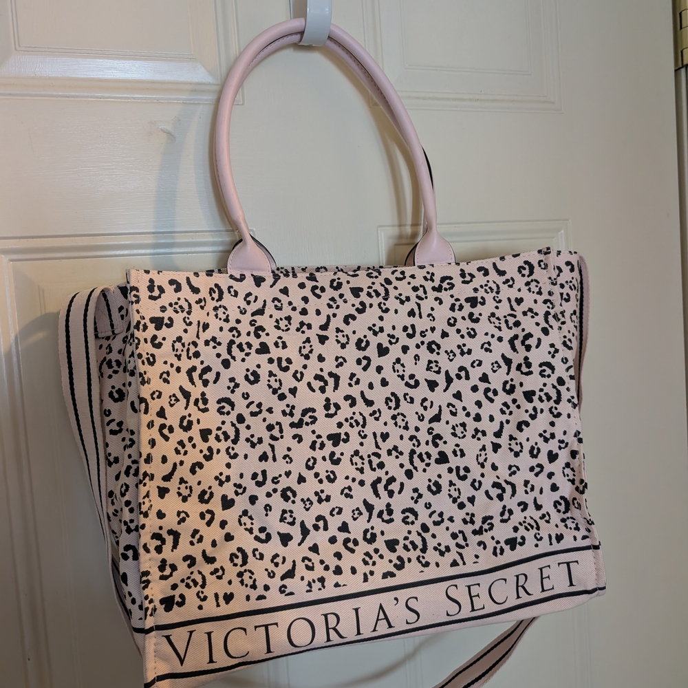 Victoria's Secret Light Pink and Black Leopard Tote